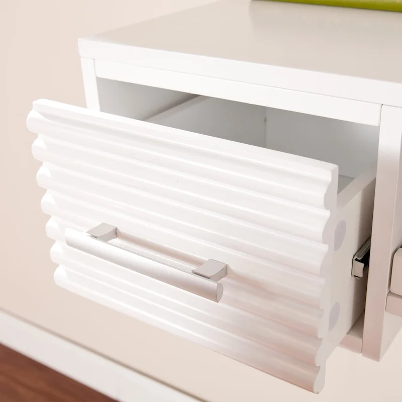 Modern White 2-drawer Floating Wall-mount Desk