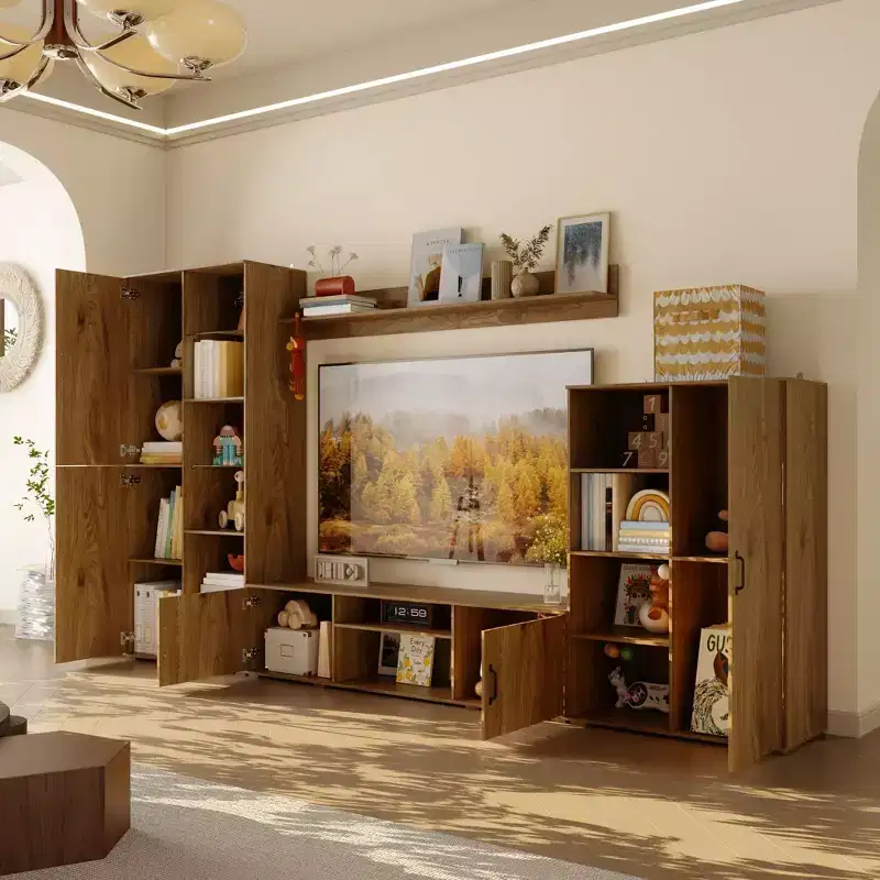 Large Oak Media TV Stand