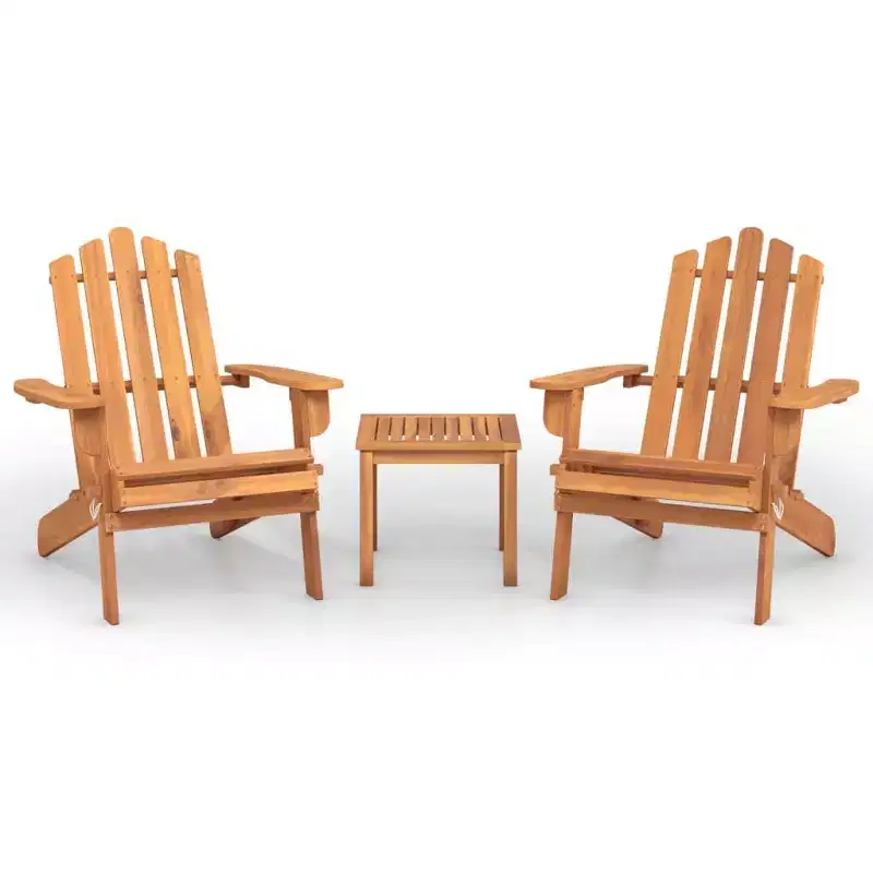 vidaXL Patio Furniture Set Folding Adirondack Chair Set Solid Wood Acacia