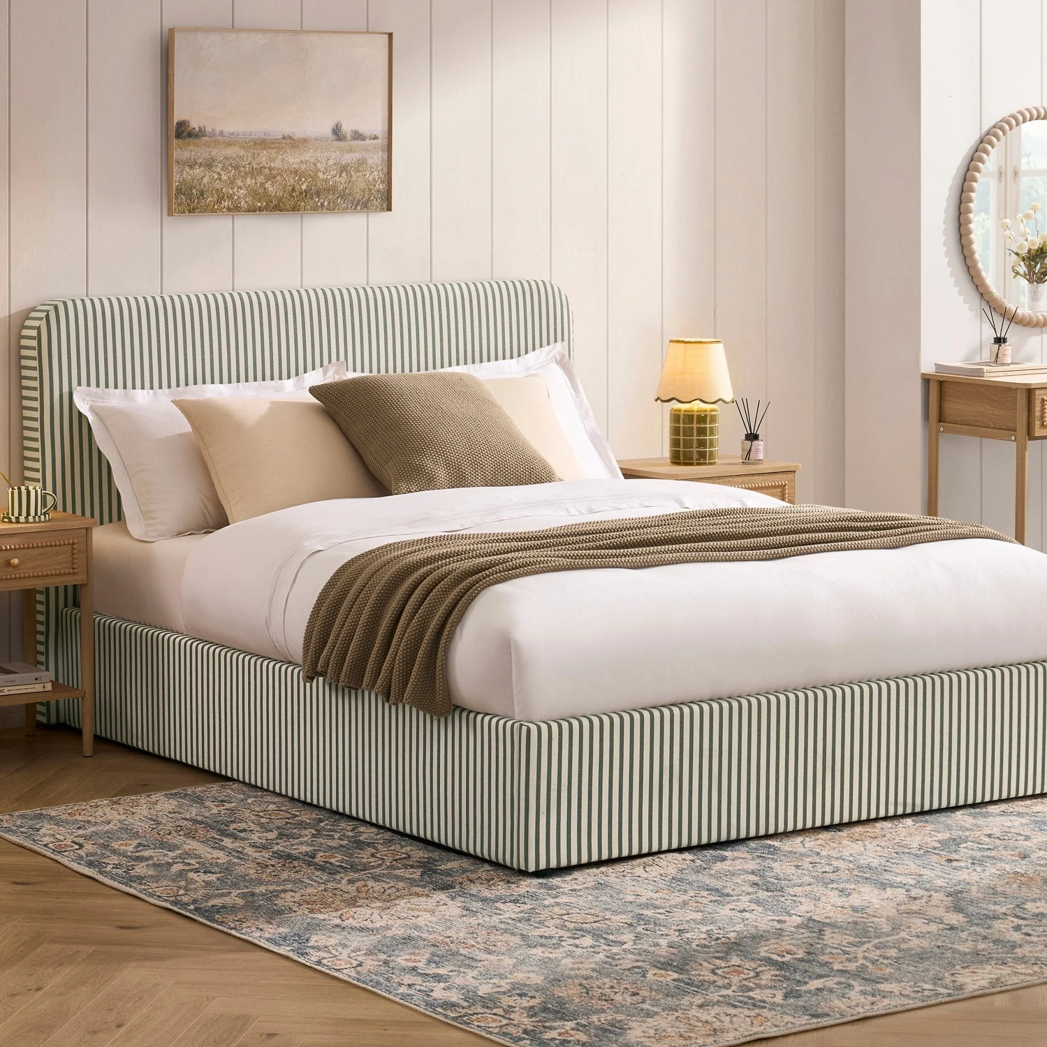 Storage Bed - Sage Stripe