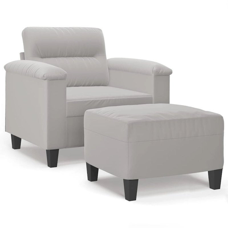vidaXL Couch Modern Accent Upholstered Chair with Footstool Microfiber Fabric