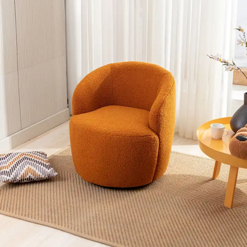 Swivel Accent Armchair Barrel Chair with Black Powder Coating, Blue