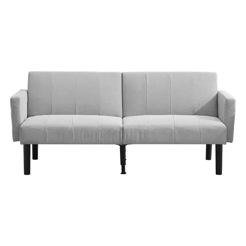 Convertible Futon Sofa Bed, Linen Flannel Small Couch Sofa Adjustable Folding Loveseat, Mid Century Modern Futon Couch, Cozy Couches for Living Room