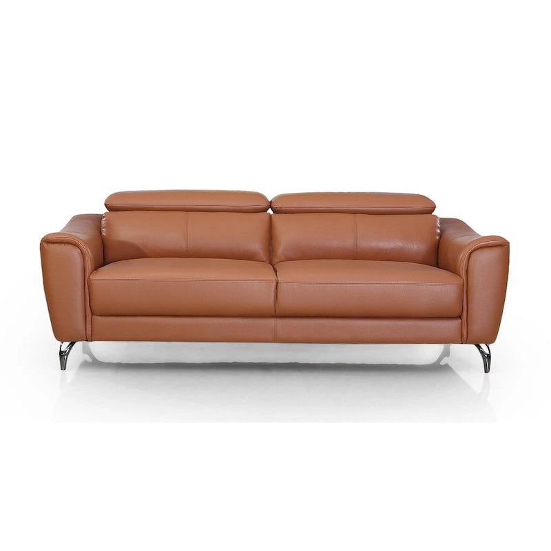 Modern Cognac Leather Brown Sofa
