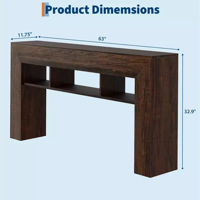 63 Inches Long Console Table for Entryway with Extra Storage Shelves, Farmhouse Sofa Table, Hallway Table for Living Room, Entrance, Foyer