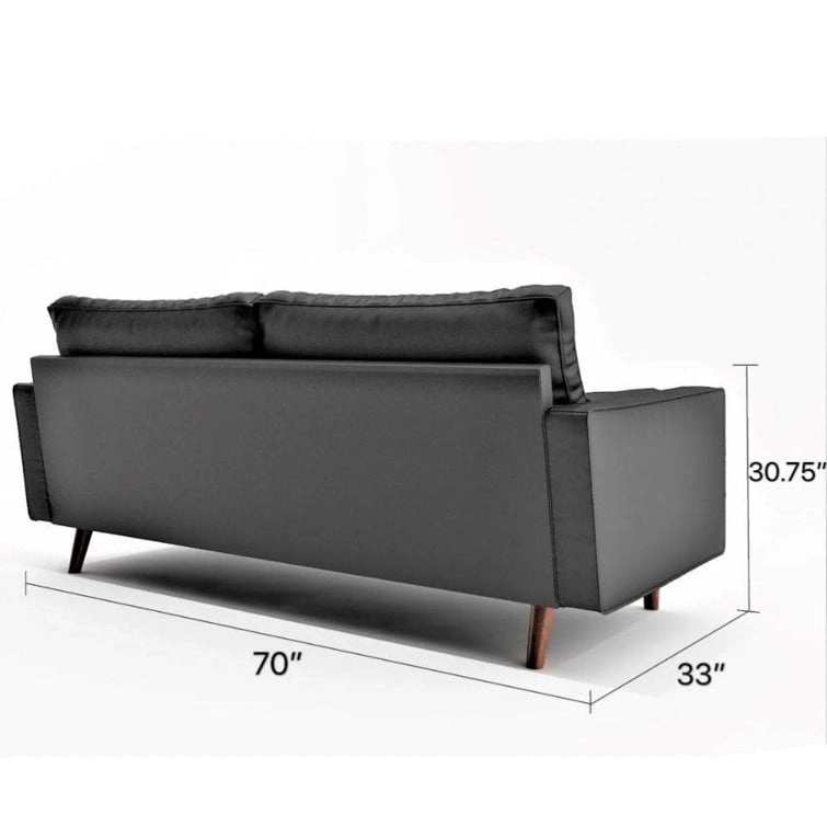 Stateside Upholstered Leather Square Arm Sofa Couch 70