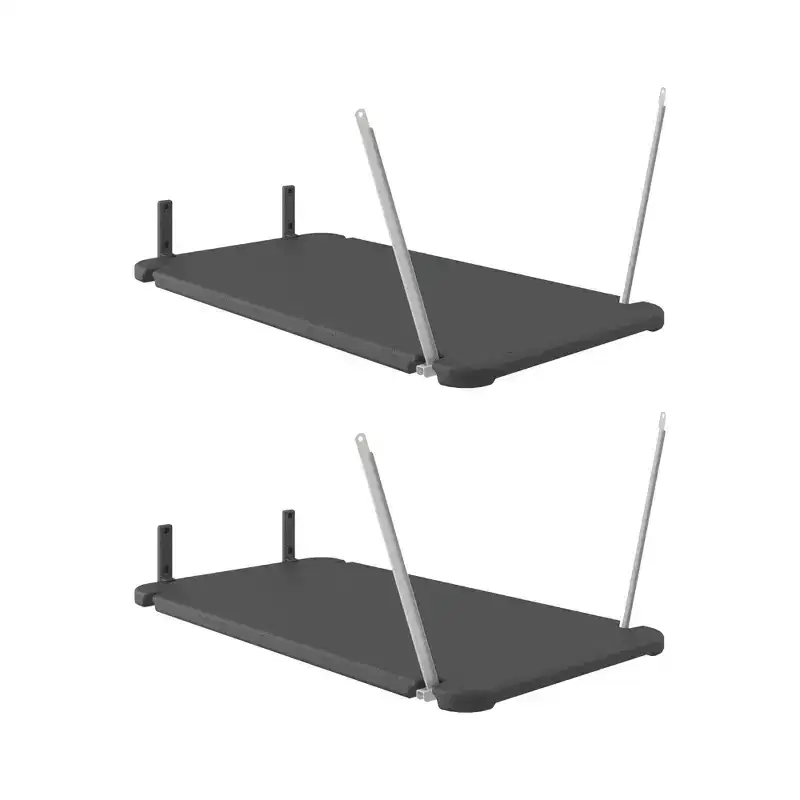 Suncast 2 Pack Vertical Shed Shelf Space Saving Hanging Outdoor Storage, Black