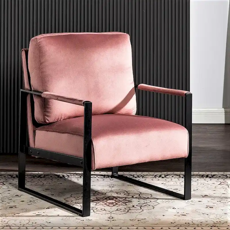 Hosam 25.4 Velvet Upholstery Metal Arms Chair