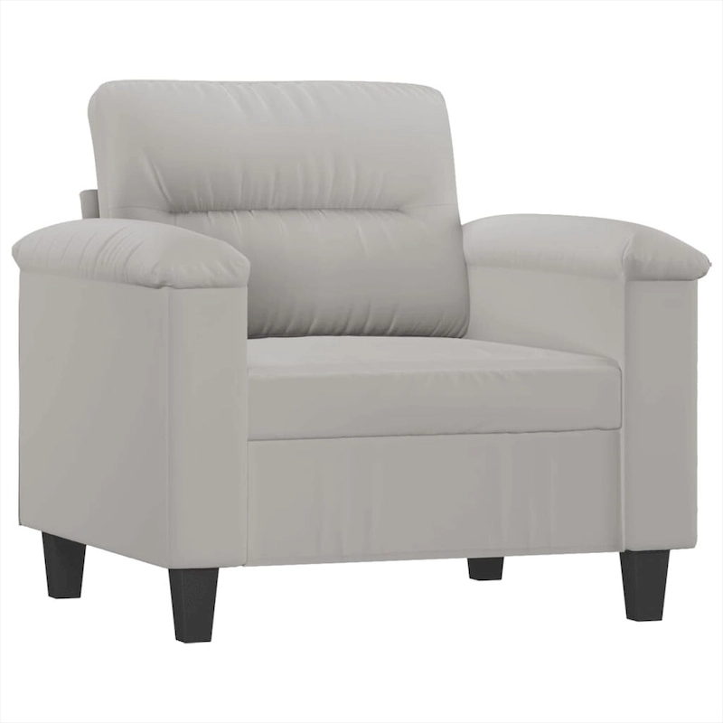 vidaXL Couch Modern Accent Upholstered Chair with Footstool Microfiber Fabric