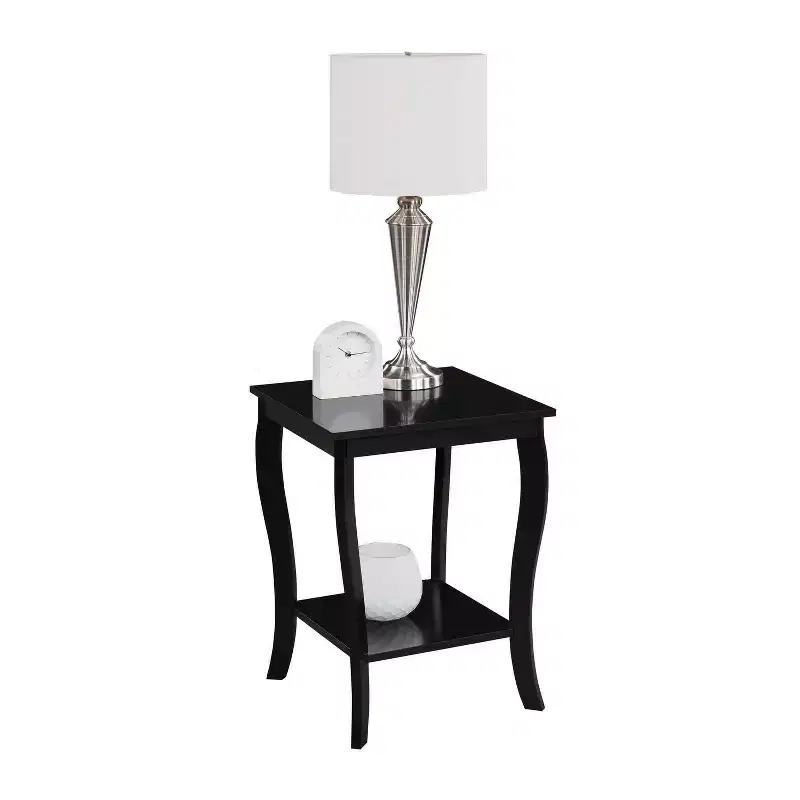 Square Wood End Table with Two-Tier Open Shelving – 24