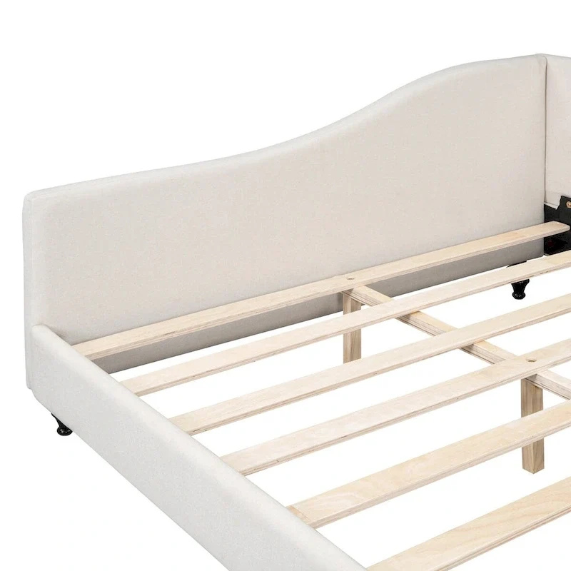 L-Shaped Semi-Enclosed Daybed with Solid Wood Legs