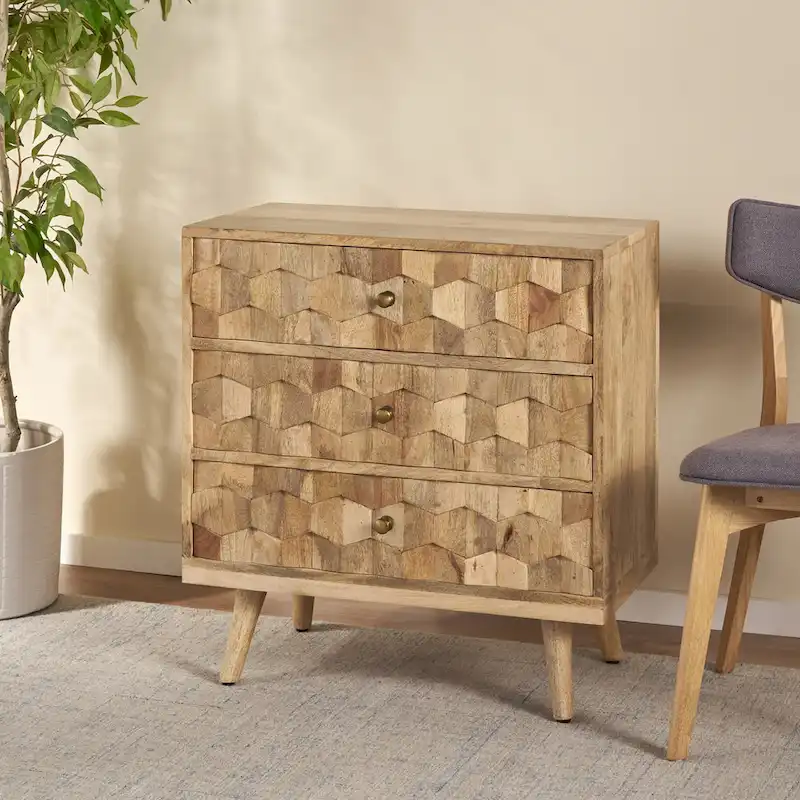 Latona Mid-Century Modern Handcrafted Mango Wood 3 Drawer Chest by Christopher Knight Home