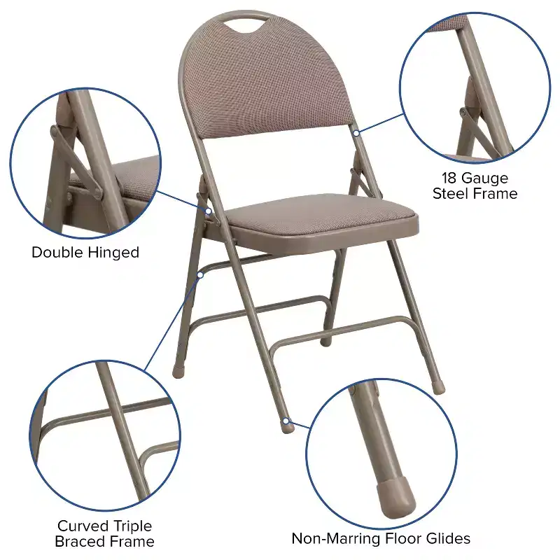 Emma and Oliver 4 Pack Home & Office Easy-Carry Party Events Padded Folding Chair