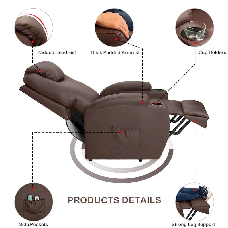 LACOO Power Lift Recliner PU Leather Reclining Chair with Massage