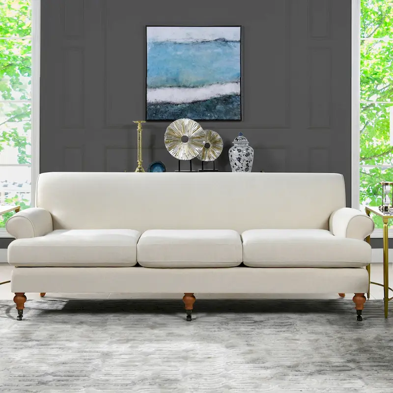 Alana Lawson 88 Inch Living Room Sofa  Three Cushion Couch with Rolled Arms and Tight Back  Minimal Assembly Required