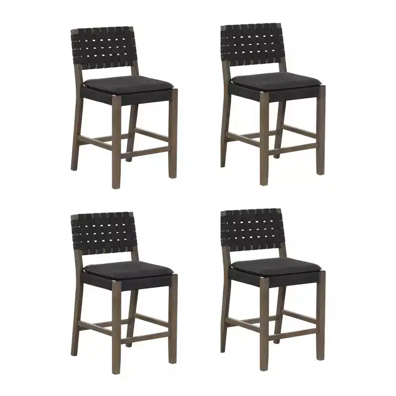 Nathan James Set of 4 Cohen Faux Leather Counter Height Barstool