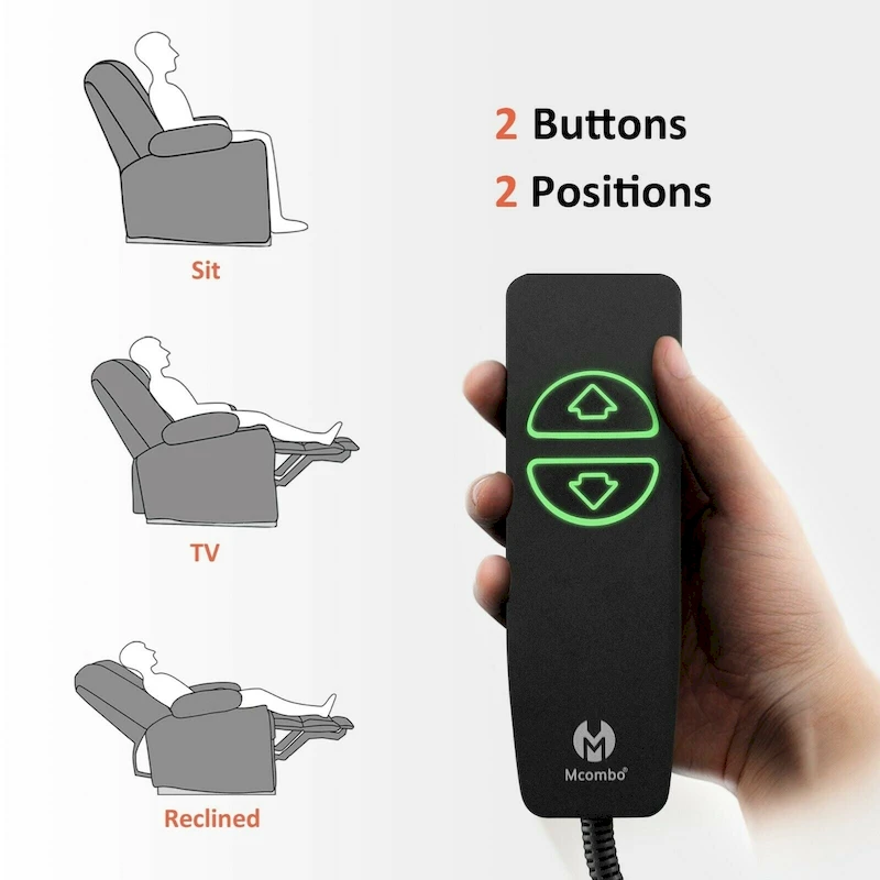 MCombo Electric PowerRecliner Chair with Massage & Heat, Plush Fabric 8015
