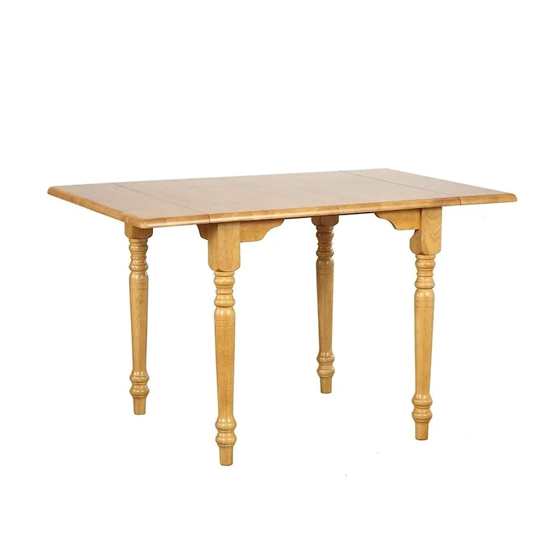 72   Light Oak Finish Drop Leaf Solid Extendable Dining Table