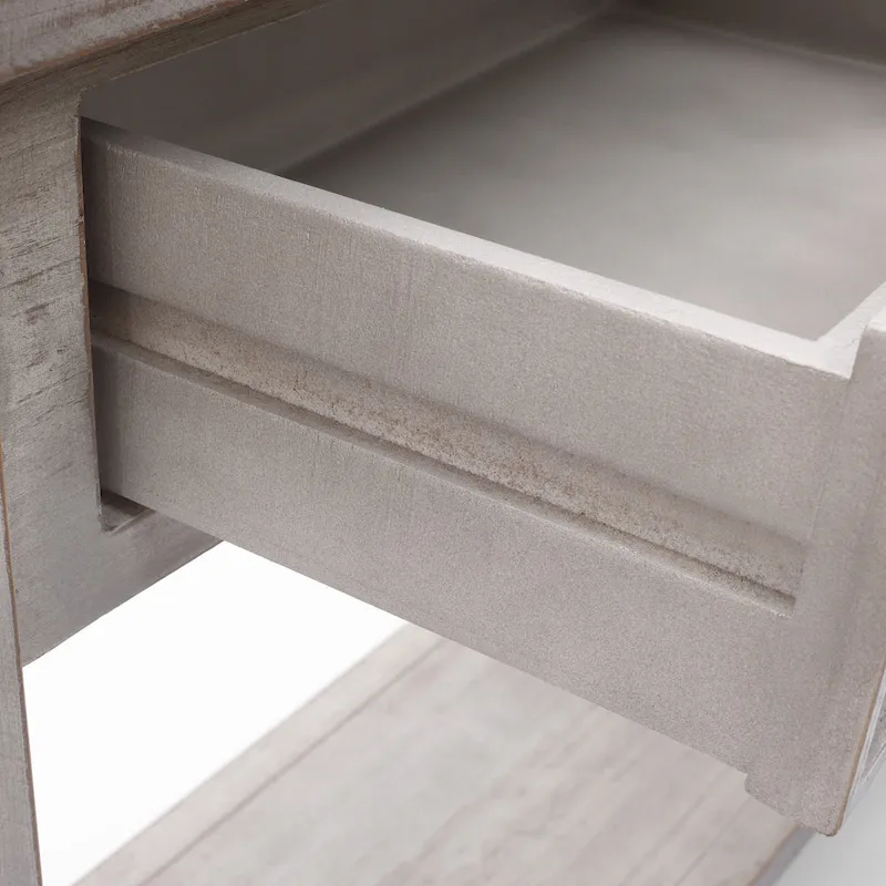 2-Drawer 1-Shelf Console Table, Grey Washed Wood, 32.7