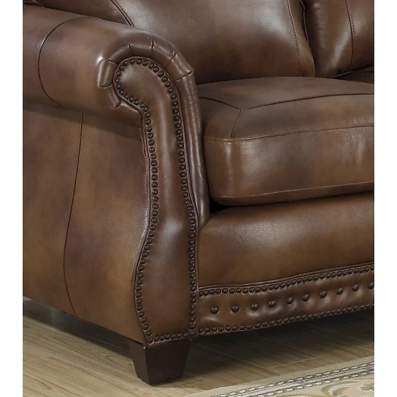 Cognac Brown Italian Leather Sofa, Loveseat and Chair Set